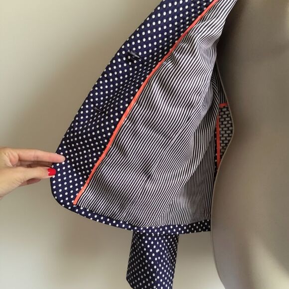 NWT Gap The Academy Blazer 12 Navy Blue Polka Dot Preppy - Picture 13 of 14